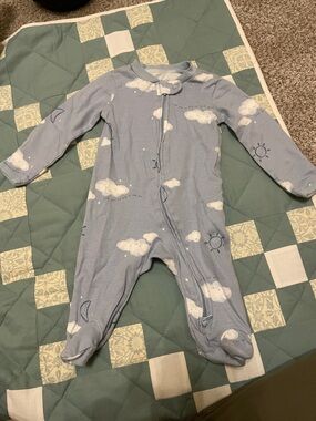 Carter's Light Blue Cloud & Moon Footed One-Piece